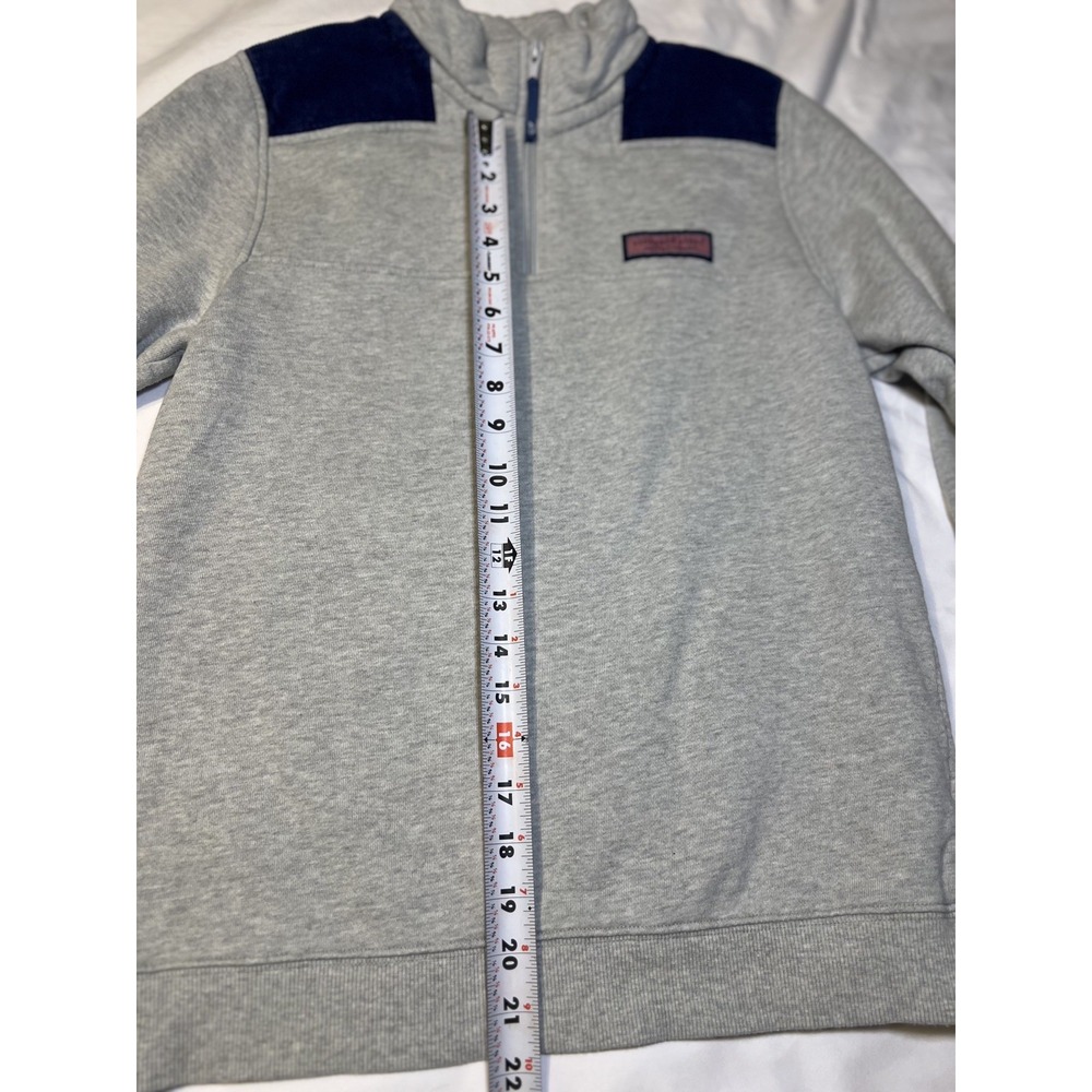 Vineyard Vines Sweater  Kids XL (18) Gray & Blue 1/4 Zip Pullover Preppy Casual - Picture 4 of 12